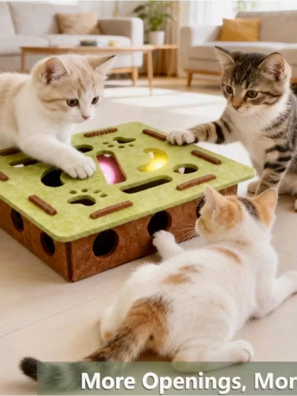 😸 Interactive Felt Puzzle Mat for Cats l - Green